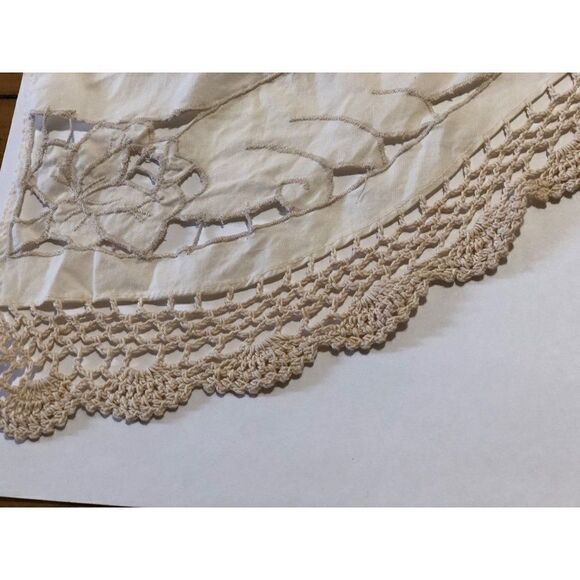 Vintage Tier and Swag Window Set Off White Embroidered Country Style - Picture 3 of 6